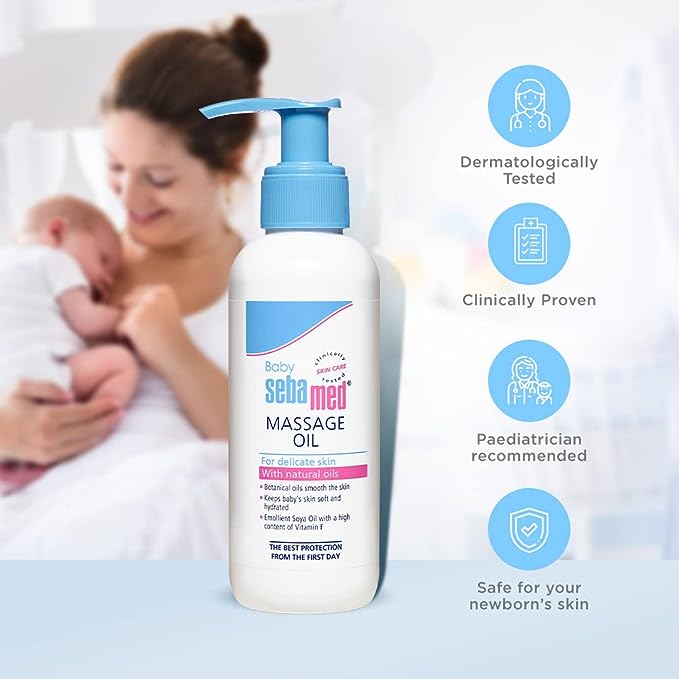 Sebamed Baby Massage Oil 150ml| Contains Soya Oil & Vitamin F |Non greasy | Does not solidify Sebamed Baby Massage Oil 150ml| Contains Soya Oil & Vitamin F |Non greasy | Does not solidify